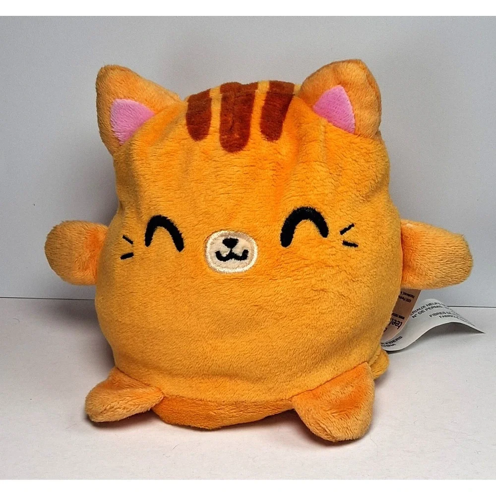 TeeTurtle Original Reversible Cat Plush - Orange Tabby - Happy & Angry